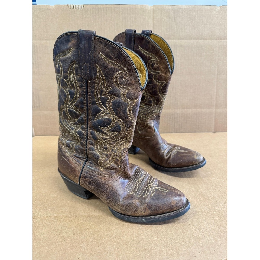 Laredo Embroidered Leather Maddie Western Cowgirl‎ Boots Brown Women's 7.5M US